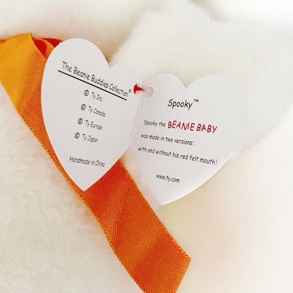 NWT 2001 Vtg TY Beanie Buddies Plush White 12" SPOOKY The Silly GHOST Halloween - Picture 2 of 3